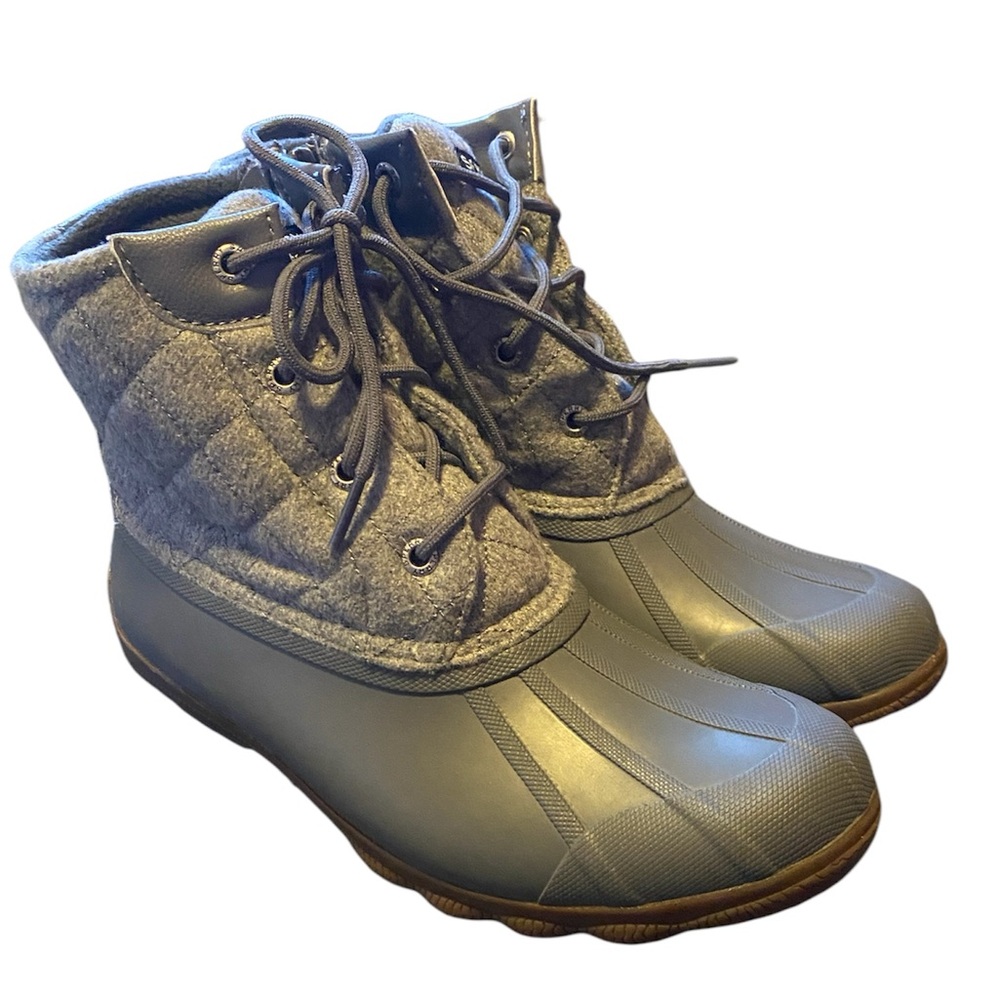 Sperry Womens Syren Gulf Gray Quilted Duck Boots Sz 8